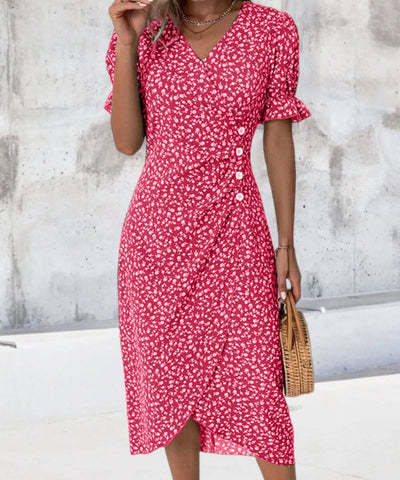 Vanessa – Geblümtes Midikleid mit V-Ausschnitt