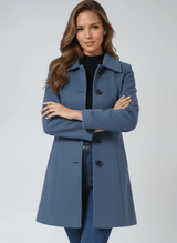 HELENA | DAMEN WINTERMANTEL MIT EINEM KNOPF – Blau