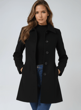 HELENA | DAMEN WINTERMANTEL MIT EINEM KNOPF – Schwarz