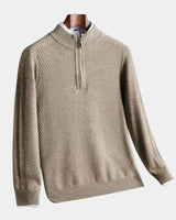 VILHELM™ | BASIC-PULLOVER MIT HALBEM REIẞVERSCHLUSS – Braun