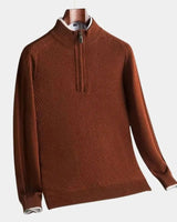 VILHELM™ | BASIC-PULLOVER MIT HALBEM REIẞVERSCHLUSS – Rot