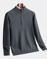 VILHELM™ | BASIC-PULLOVER MIT HALBEM REIẞVERSCHLUSS – Grau