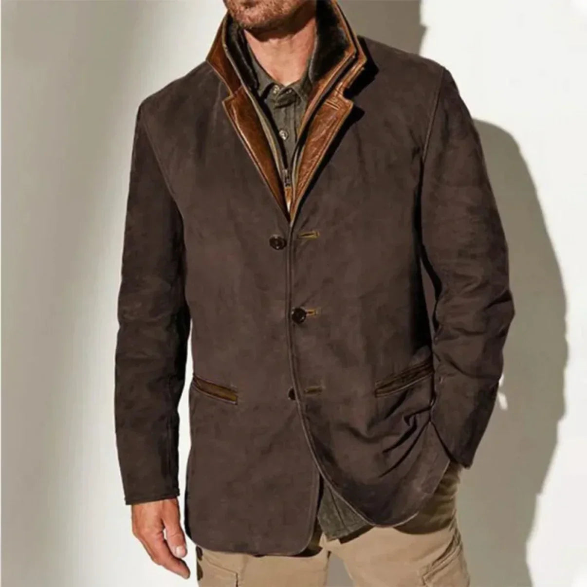 Vintage-Jacke | Mit Knöpfen | Mit Reißverschluss | Wildlederjacke | Herrenjacke