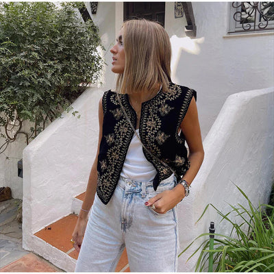 Vintage Bestickte Weste mit Eleganten Details