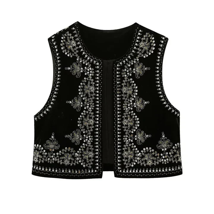 Vintage Bestickte Weste mit Eleganten Details