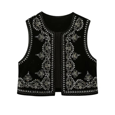 Vintage Bestickte Weste mit Eleganten Details