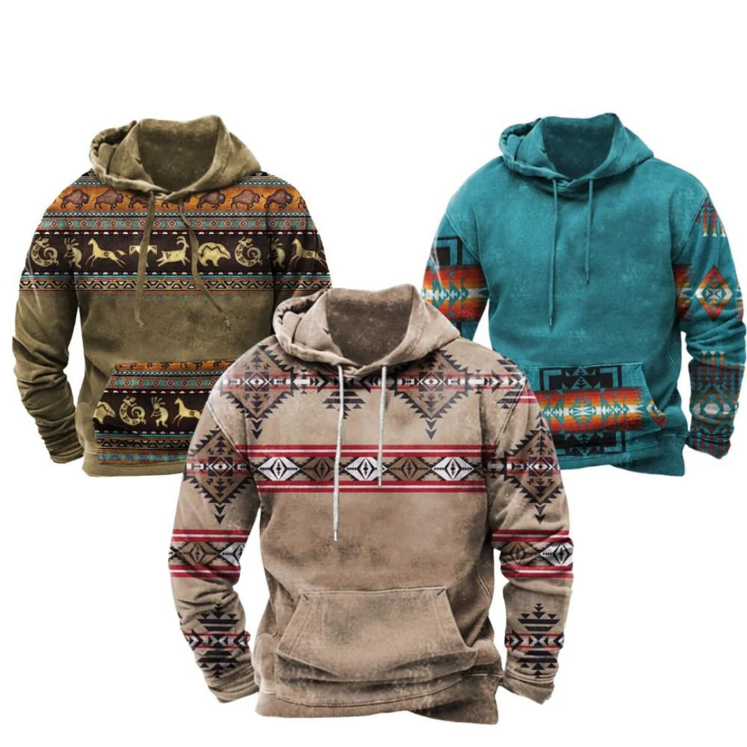 Vintage Kapuzenpulli mit Tribal-Print