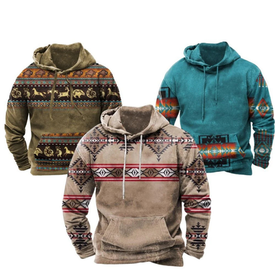 Vintage Kapuzenpulli mit Tribal-Print
