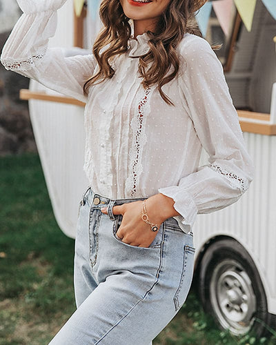 Norma® | Spitzenbluse in einfarbiger Farbe