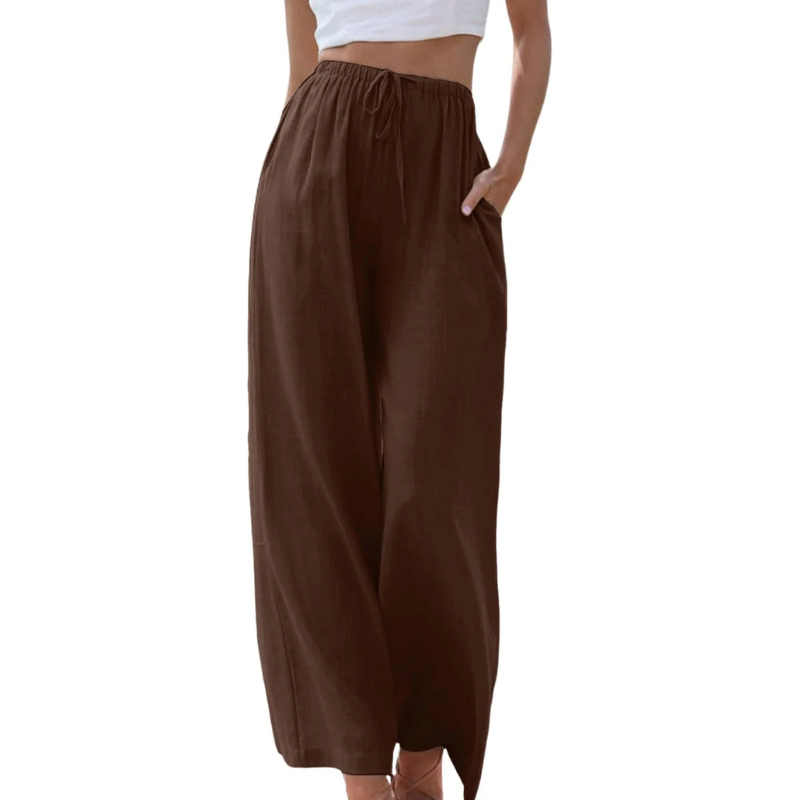 Elegante Damen Stoffhose aus Baumwolle und Leinen