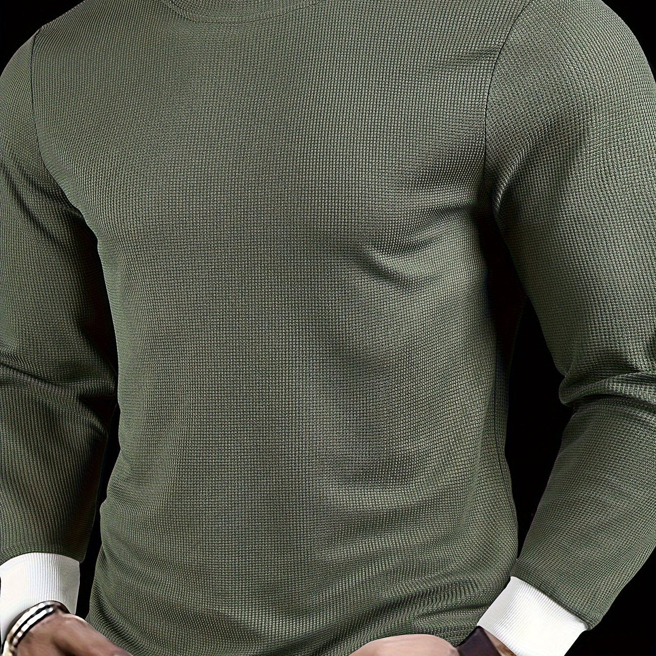 Geripptes Herren Sweatshirt aus Baumwolle mit Rundhalsausschnitt | Sportlich-Elegant