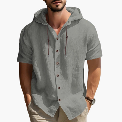 Bequemes Sportliches Herren Kapuzenhemd Kurzarm