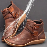 Wasserdichte Damen-Stiefeletten zum Hineinschlüpfen mit Gummisohle – Braun