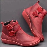 Wasserdichte Damen-Stiefeletten zum Hineinschlüpfen mit Gummisohle – Rot
