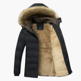 Karl | Herren Robuste Winterjacke mit Kapuze und Fellfutter – Schwarz