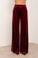 Weite Hose Damen | Samt-Palazzo & Eleganter High-Waist-Schnitt – Dunkelrot