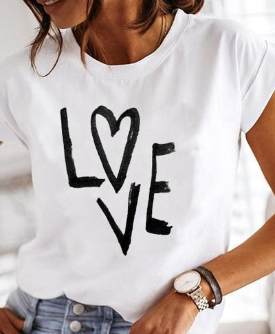 Sommer T Shirt Mit Rundhalsausschnitt Für Damen | Weiß