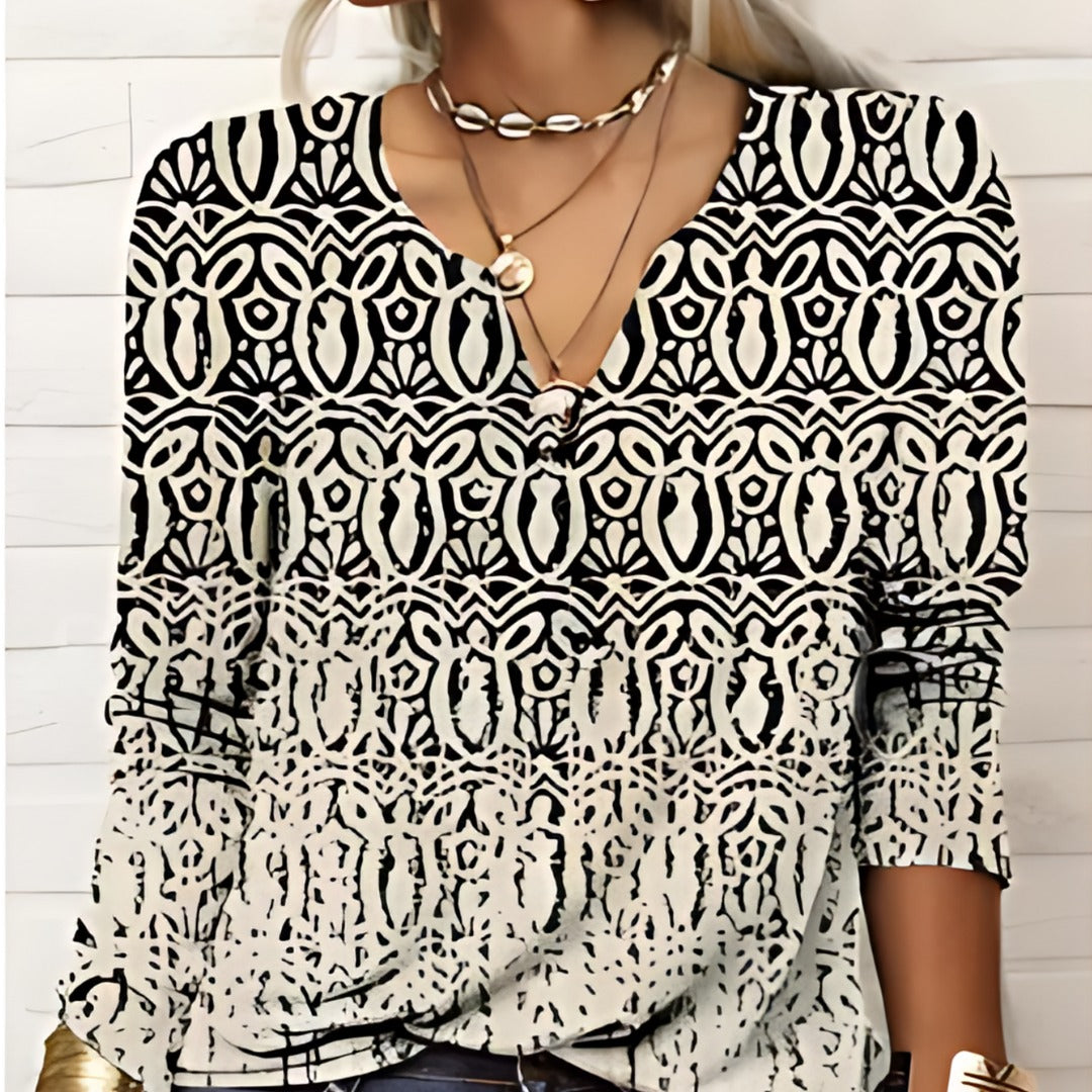 Brunon® | Boho-inspirierte Bluse mit Musterdetails