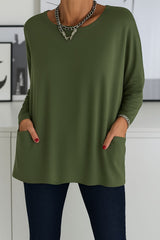 Selina | Damen Lockeres Langarmshirt – Grün