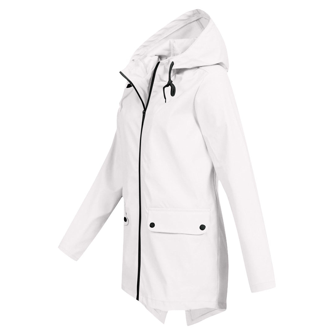 Stylische Leichte Regenjacke mit Kapuze und Reissverschluss für Damen | Ideal für den Winter