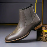 Jonathan | Exklusive und Vintage Herren-Echtlederstiefel im Vintage-Look – Schiefergrau