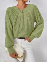 Daniela | Eleganter Zopfmuster-Pullover Für Damen – Hellgrün