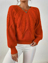 Daniela | Eleganter Zopfmuster-Pullover Für Damen – Orange