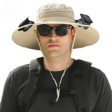 Outdoor-Sonnenhut mit integriertem Solarlüfter und verstellbarer Passform – B