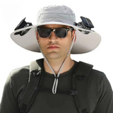Outdoor-Sonnenhut mit integriertem Solarlüfter und verstellbarer Passform – C