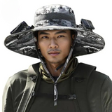 Outdoor-Sonnenhut mit integriertem Solarlüfter und verstellbarer Passform – G