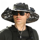 Outdoor-Sonnenhut mit integriertem Solarlüfter und verstellbarer Passform – H