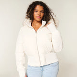 Winterjacke Damen | Abnehmbare Kapuze & Kompakter Stepp-Look – Weiß