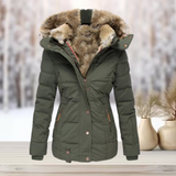 Winterjacke Damen | Steppjacke Damen | Abnehmbare Kapuze & taillierter Schnitt gegen Kälte – Grün