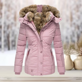 Winterjacke Damen | Steppjacke Damen | Abnehmbare Kapuze & taillierter Schnitt gegen Kälte – Rosa