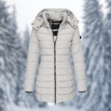 Winterjacke Damen | Steppjacke Damen | Abnehmbare Kapuze & wasserabweisende Oberfläche – Weiß