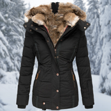 Winterjacke Damen | Steppjacke Damen | Kapuze & Zipper-Taschen für Wetterschutz – Schwarz