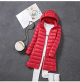 Winterjacke Damen | Steppjacke Damen | Lang geschnitten: mehr Wärmegefühl & Schutz – Rot