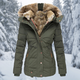 Winterjacke Damen | Steppjacke Damen | Tailliert & Abnehmbare Kapuze für Flexibilität – Grün