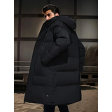 Winterjacke Herren | Lang Winterjacken für Herren | Langer Schnitt & Kapuze für Kälteschutz – Schwarz