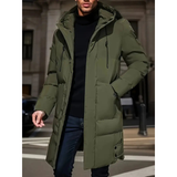 Winterjacke Herren | Lang Winterjacken für Herren | Langer Schnitt & Kapuze für Kälteschutz – Grün