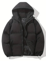 Winterjacke Herren | Steppjacke Herren | Integrierte Kapuze & elastische Abschlüsse – Schwarz