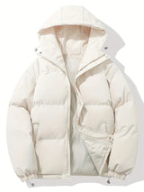 Winterjacke Herren | Steppjacke Herren | Integrierte Kapuze & elastische Abschlüsse – Weiß