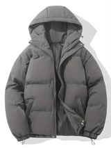 Winterjacke Herren | Steppjacke Herren | Integrierte Kapuze & elastische Abschlüsse – Grau