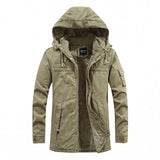 Winterjacke Mantel Herren | Verdeckter Zip & Kapuze gegen Kälte – Khaki