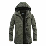 Winterjacke Mantel Herren | Verdeckter Zip & Kapuze gegen Kälte – Grün