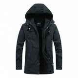 Winterjacke Mantel Herren | Verdeckter Zip & Kapuze gegen Kälte – Schwarz