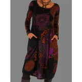 Winterkleid Damen | Kleid mit Taschen | Mandala-Muster & bequemer Fall – Rot
