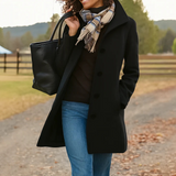 Wintermantel Damen | Hochstellkragen & Eingrifftaschen – Schwarz