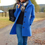 Wintermantel Damen | Hochstellkragen & Eingrifftaschen – Blau