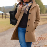 Wintermantel Damen | Hochstellkragen & Eingrifftaschen – Khaki